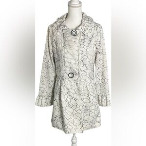 Chic White Patterned Pea Coat
